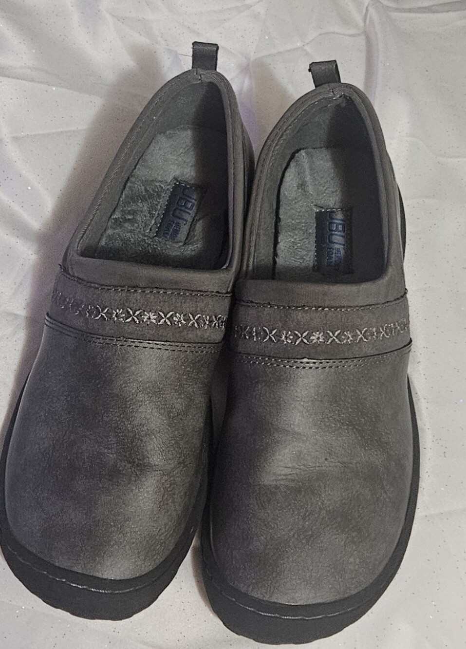 Womens JBU Grey Slip On Moccasins/Loafers Size 8